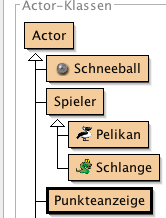 Screenshot: Actor-Unterklasse 'Punkteanzeige' in Greenfoot 3