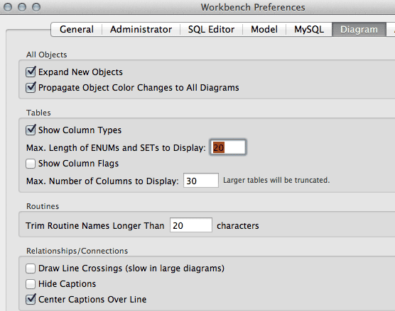 Einstellungen in MySQL-Workbench