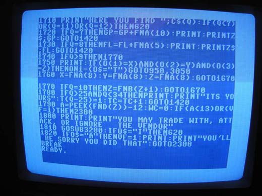 Screenshot: Basic-Listing des C64 als Beispiel für das prozedurale/imperative Programmierparadigma